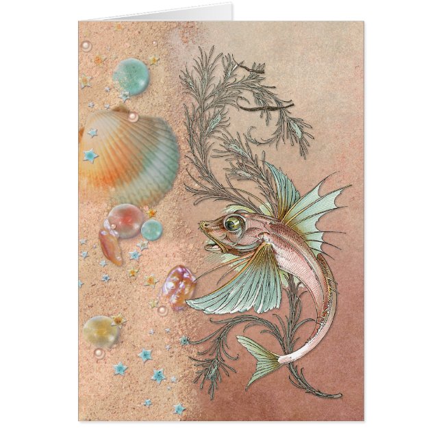 Fantasy Fish Art Nouveau in Peach (Front)