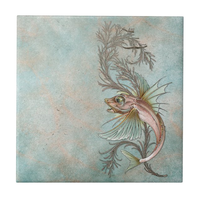 Fantasy Fish Art Nouveau Tile (Front)