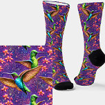 Fantasy Flight of Colourful Hummingbirds Socks<br><div class="desc">Fantasy Flight of Colourful Hummingbirds Socks  - - Images are mirrored for symmetry when being worn - - see more great sock designs in my store.</div>