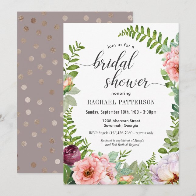 Fantasy Floral Bridal Shower Invitation (Front/Back)