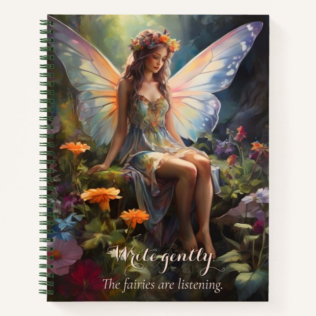 Fantasy Floral Fairy Magic Garden  Notebook (Front)