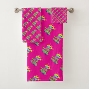 Fantasy Floral Hot Pink    Bath Towel Set