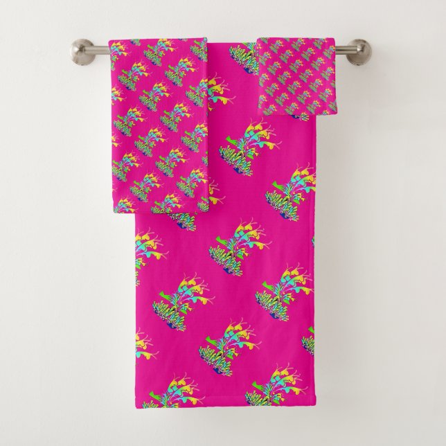 Fantasy Floral Hot Pink    Bath Towel Set (Insitu)