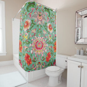 Fantasy Floral Oriental Chinoiserie on Green