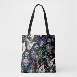 Fantasy Floral Paisley: Seamless Ornament Tote Bag