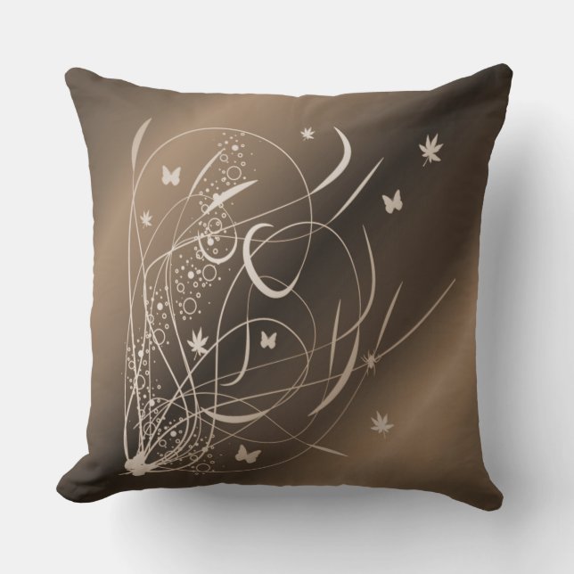 fantasy floral pattern throw pillow (Front)
