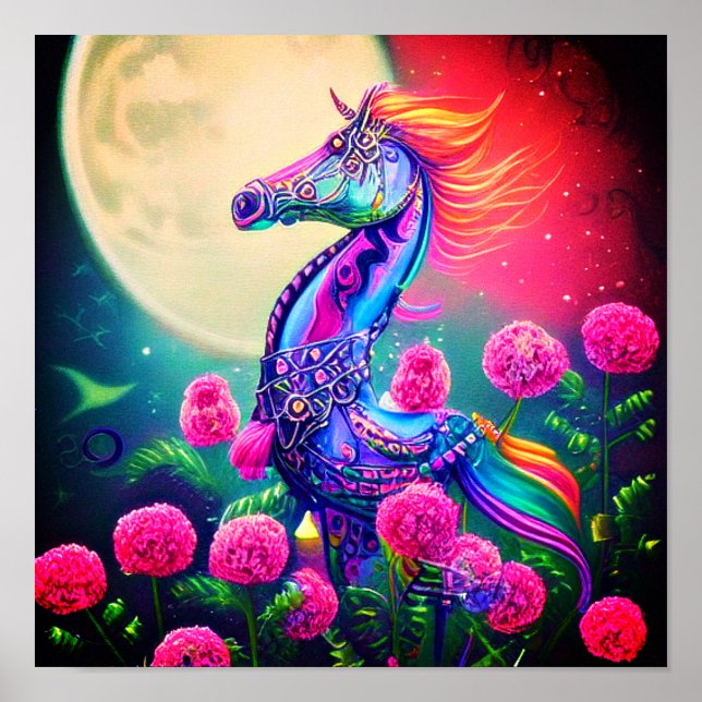 Fantasy floral seahorse    poster (Front)