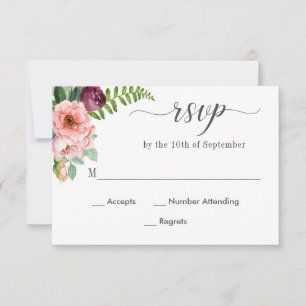 Fantasy Floral Watercolor Wedding RSVP Card