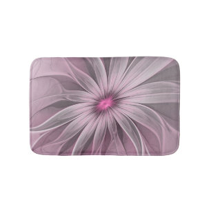 Fantasy Flower Abstract Plum Floral Fractal Art Bath Mat
