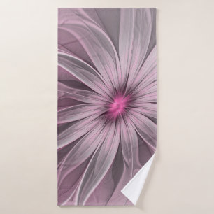 Fantasy Flower Abstract Plum Floral Fractal Art Bath Towel