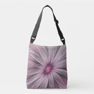 Fantasy Flower Abstract Plum Floral Fractal Art Crossbody Bag