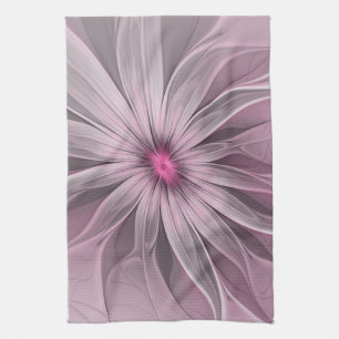 Fantasy Flower Abstract Plum Floral Fractal Art Kitchen Towel