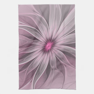 Fantasy Flower Abstract Plum Floral Fractal Art Kitchen Towel
