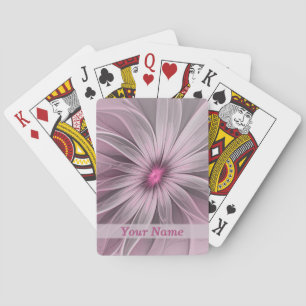 Fantasy Flower Abstract Plum Floral Fractal Name Playing Cards