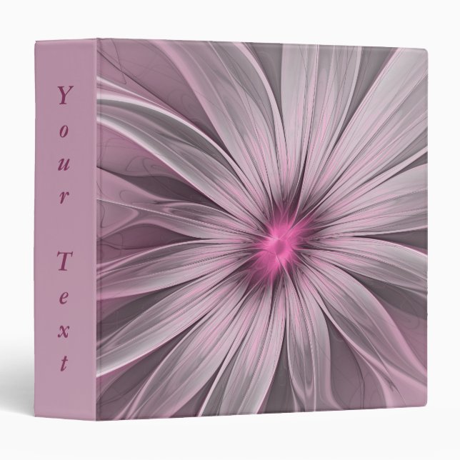 Fantasy Flower Abstract Plum Floral Fractal Text Binder (Front/Spine)