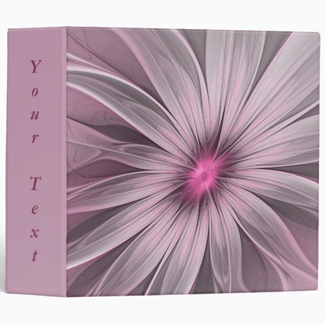 Fantasy Flower Abstract Plum Floral Fractal Text Binder (Front/Spine)
