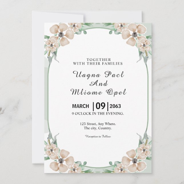 Fantasy Flower Beautiful Card Design Template (Front)