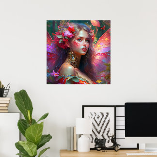 Fantasy Flower Garden Fairy Princess Poster
