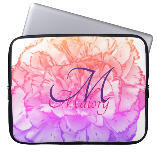 Fantasy Flower Monogram Personalized Laptop Sleeve (Front)