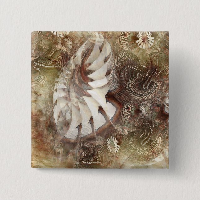 Fantasy flowers 2 inch square button (Front)