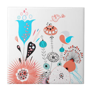 Fantasy Flowers and Birdie Tile