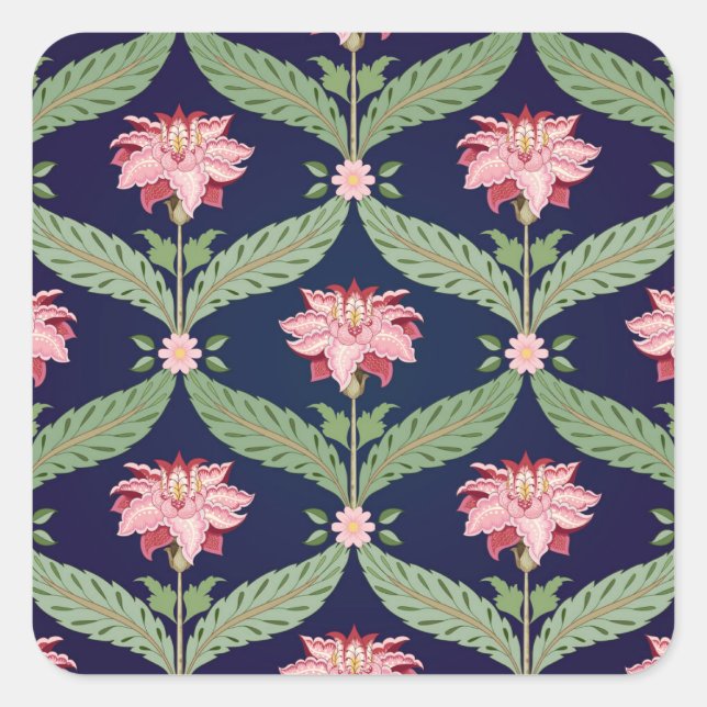 Fantasy Flowers: Dark Indian Motifs Square Sticker (Front)