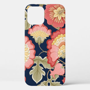 Fantasy flowers in retro,  vintage,  jacobean embr iPhone 12 case