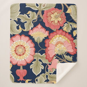 Fantasy flowers in retro,  vintage,  jacobean embr sherpa blanket