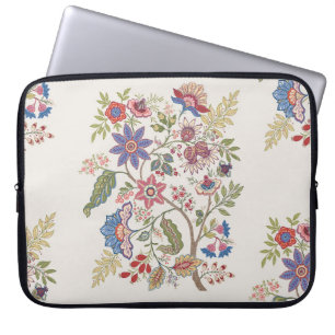 Fantasy flowers in retro, vintage, jacobean embroi laptop sleeve