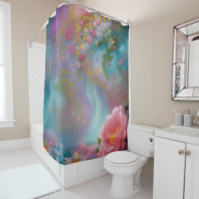 Fantasy Flowers Painted In Pink And Turquoise  (In Situ)