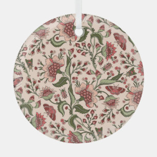Fantasy Flowers Paisley Hand Drawn Glass Ornament