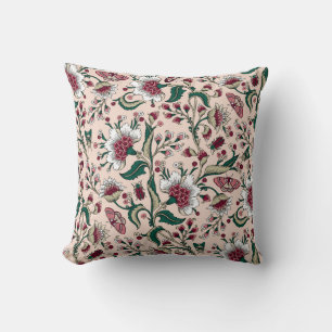 Fantasy flowers, paisley, home decor. throw pillow