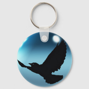 Fantasy Flying Crow & Orb Key-chain or Zipper-pull Keychain