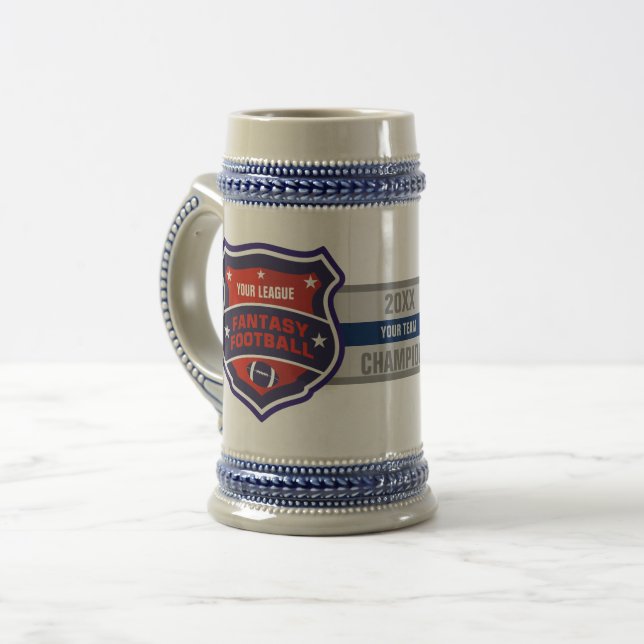 Fantasy Football Champ Shield Beer Stein (Front Left)