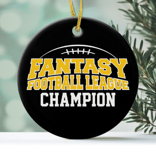 Fantasy Football Champion - Black and Yellow Gold Ceramic Ornament