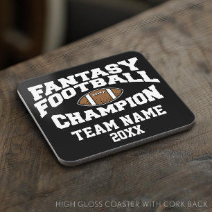 Fantasy Football Champion - Black White Coaster