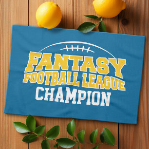 Fantasy Football Champion - Blue and Yellow Gold Kitchen Towel