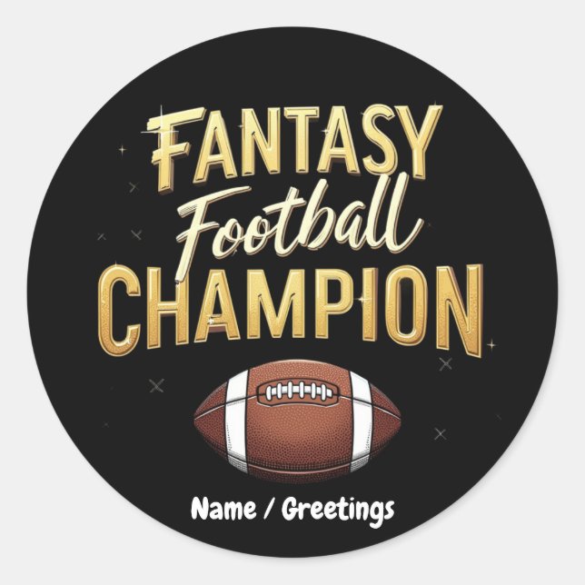 Fantasy Football Champion Dominate Like A Pro Classic Round Sticker (Front)