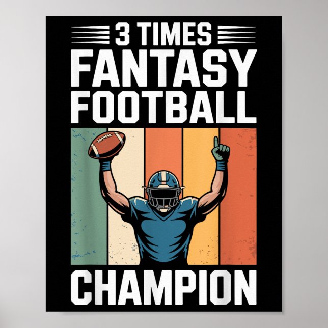 Fantasy Football Funny 3 Time Champion  Poster (Front)