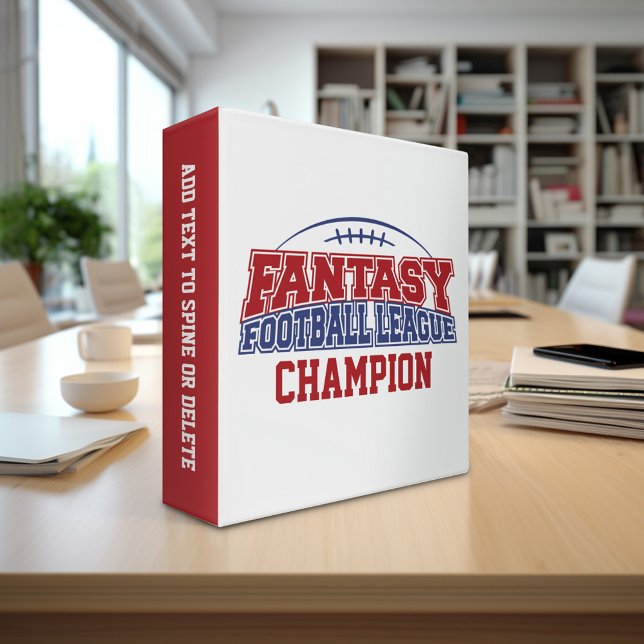 Fantasy Football League Champion Binder (Personalized 3-ring binder with a sports theme - football jersey with name and custom text)