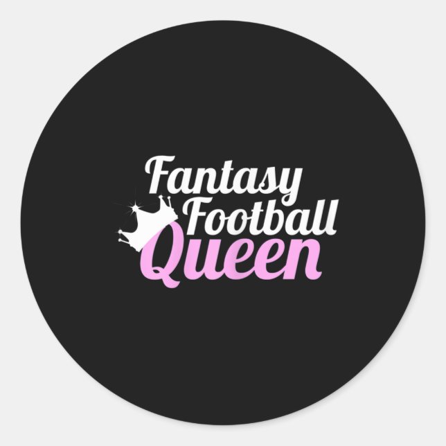 Fantasy Football Queen  Fun  Classic Round Sticker (Front)
