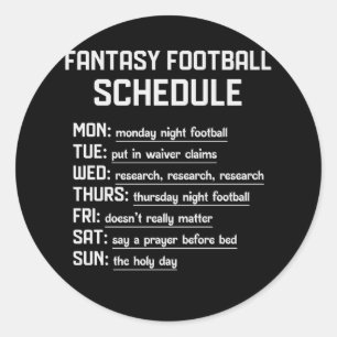 Fantasy Football Schedule Night Football Favorite  Classic Round Sticker