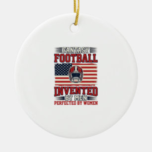 Fantasy Football Women Vintage Sports Shirt_1 Ceramic Ornament