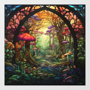 Fantasy Forest Stained Glass Window Cling
