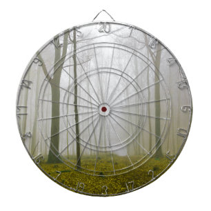 Fantasy forest with fog and yellow foliage dartboard