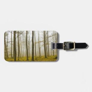 Fantasy forest with fog and yellow leaves luggage tag