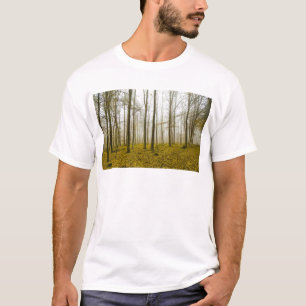 Fantasy forest with fog and yellow leaves T-Shirt