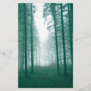 Fantasy forest with fog in Green Stationery