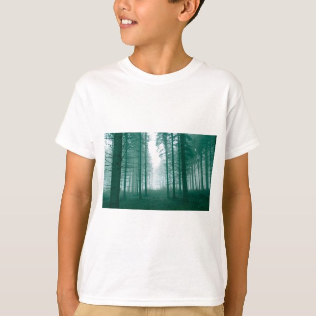 Fantasy forest with fog in Green T-Shirt (Front)