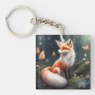 Fantasy Fox Nature Art Keychain